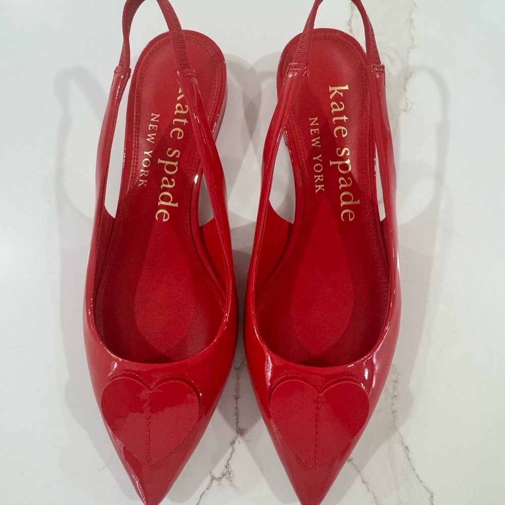 Kate Spade Lover slingback pointed toe flat Glossy Red Slingback Heels